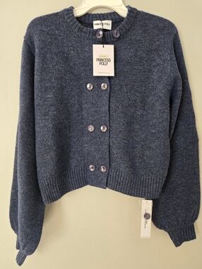 Princess Polly Kammi Button Up‎ Cardigan Navy Size S/M NWT